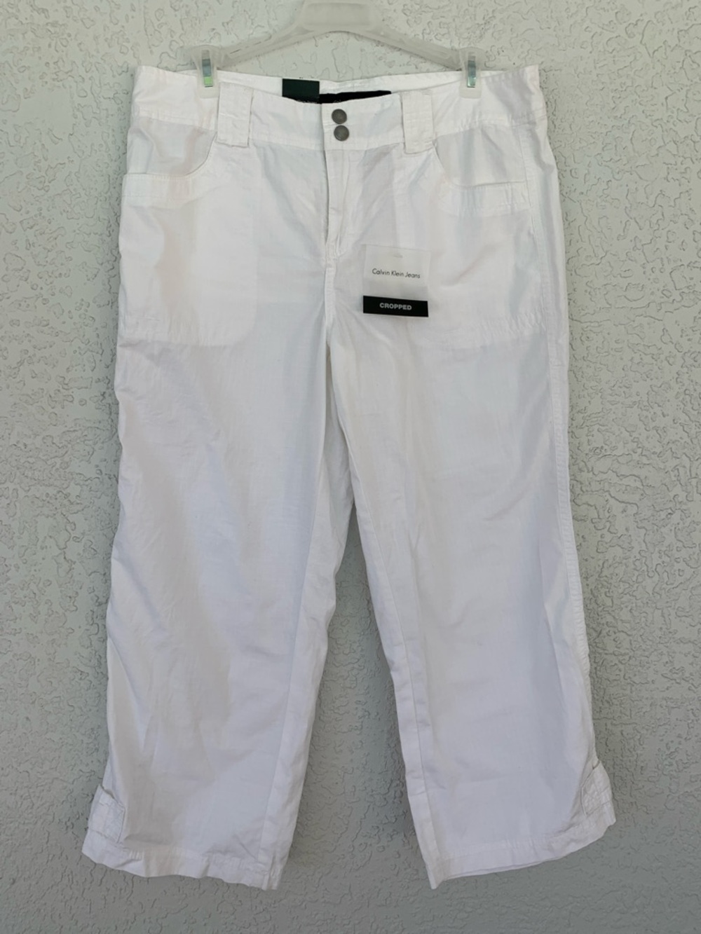 Calvin Klein Jeans White Cropped Wide-Leg Pants size 10